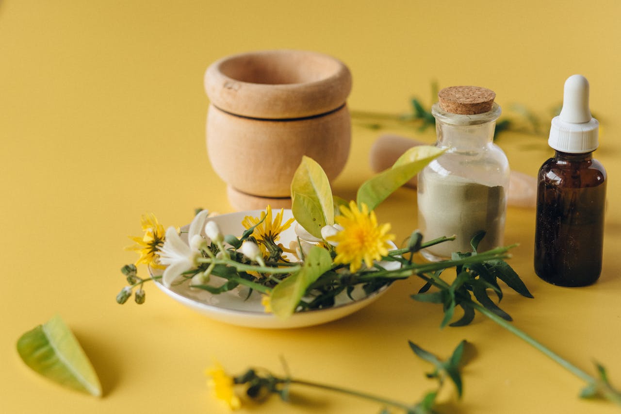 Mastering the First Impression: Your intriguing post title goes here A collection of herbal remedies and natural ingredients on a yellow background, symbolizing holistic health.